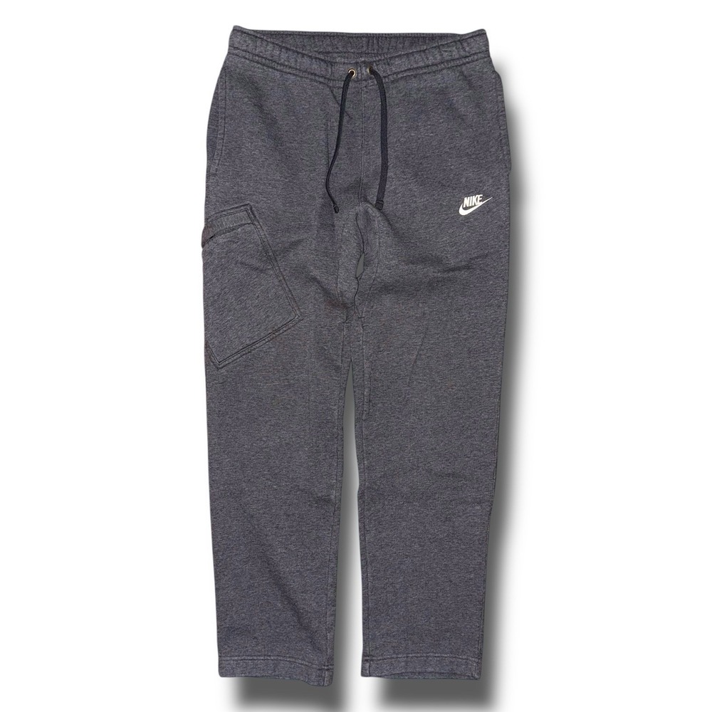 NIKE Sweatpants Small Sportswear Club Open Hem Cargo Fleece Pants Drawstring